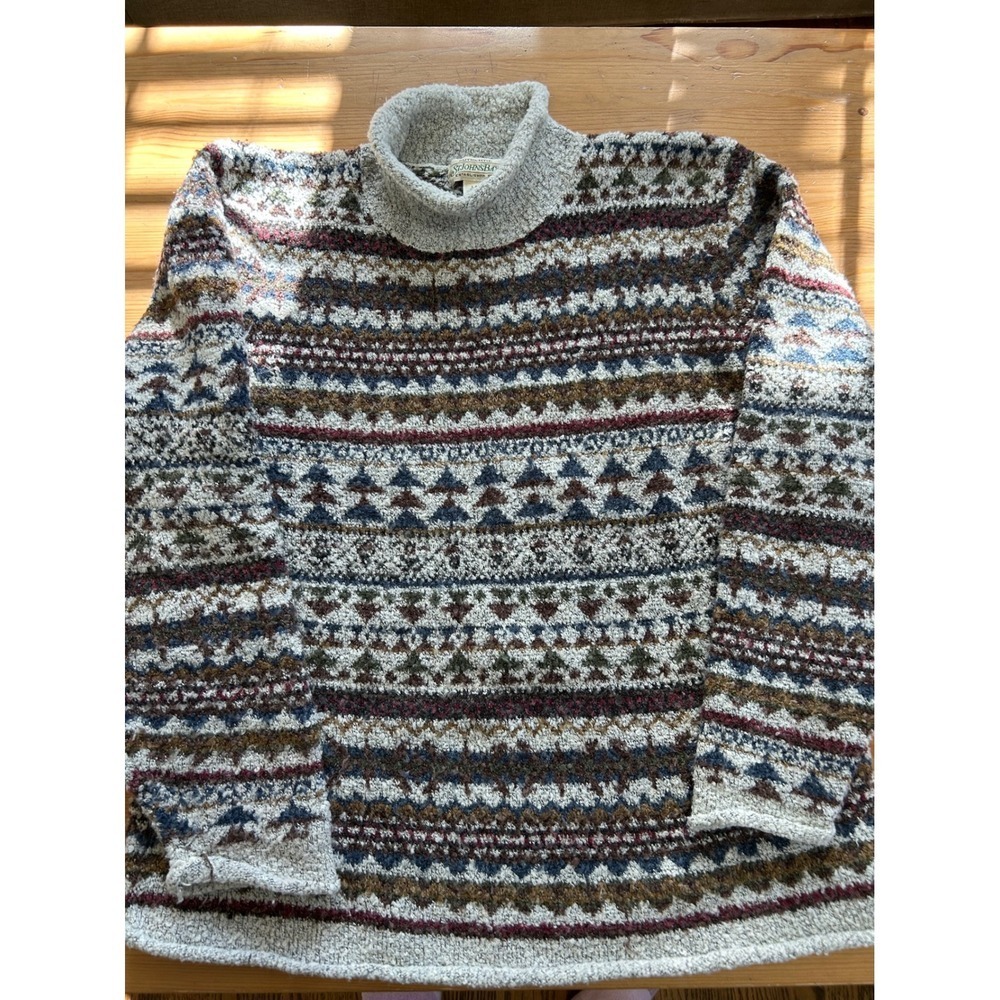 St Johns Bay L Vintage Y2K Fair Isle Mock Roll Neck Sweater Wool Blend 90s Gorp